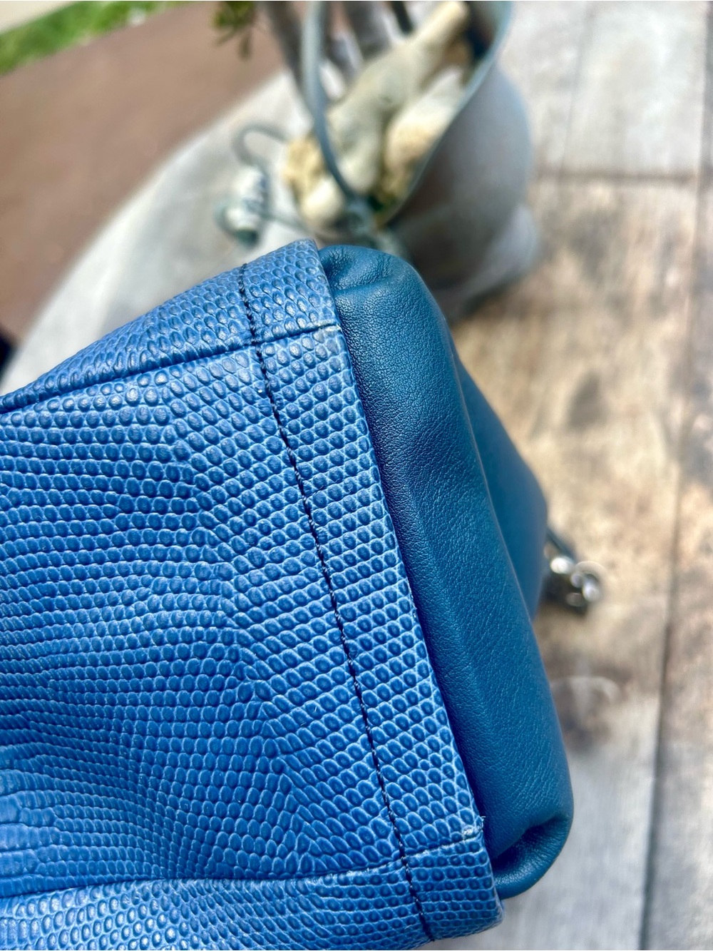 Coach Madison Lizard Embossed Tote Blue Bag - Picture 9 of 16